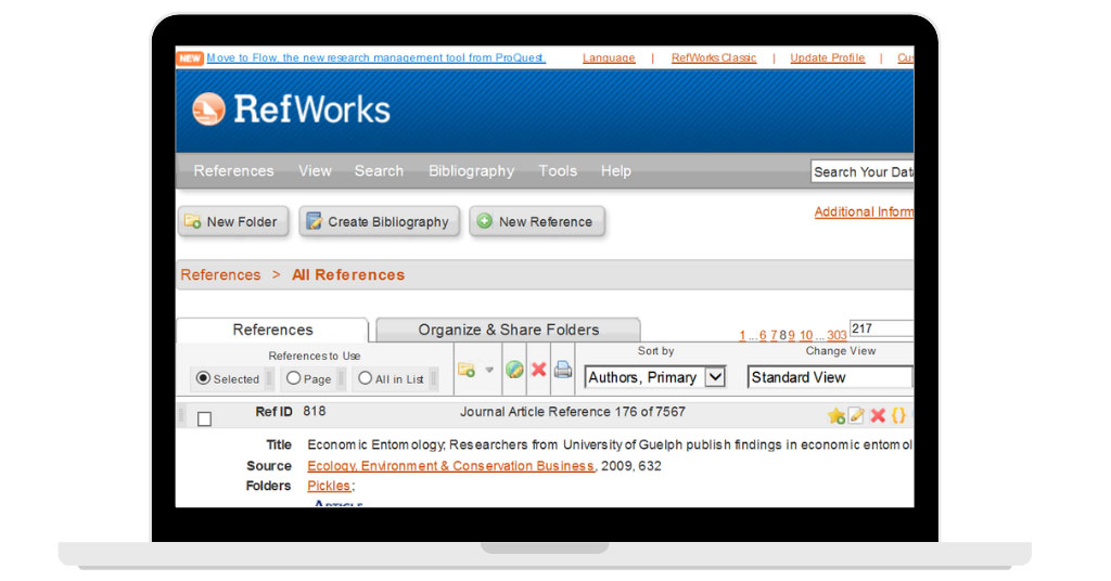  مدیریت مرجع RefWorks